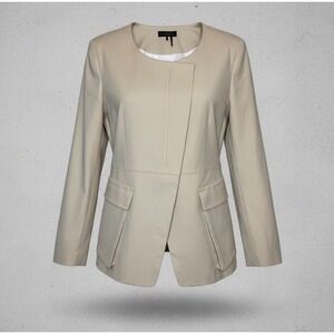 Donna Karan Patch Flap Pocket Jacket Beige Khaki size 14